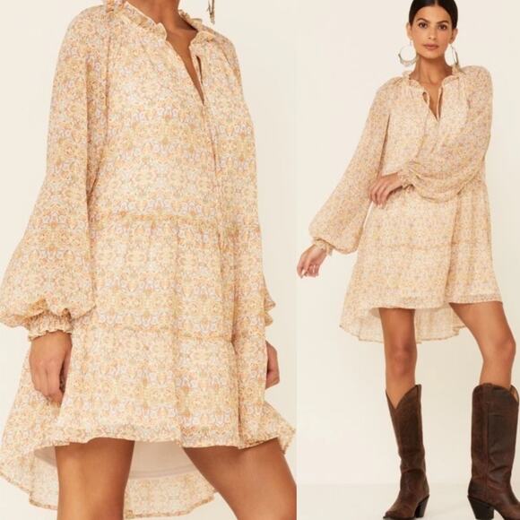 Show Me Your MuMu Dresses & Skirts - Show Me Your Mumu Birdie Mini Dress XS Cream Floral Boho Tiered